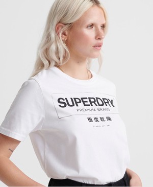 Superdry Mono Premium Band Oversized Női Pólók Fehér | DLJNQ6912